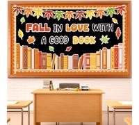 Notice Board for Autumn Classroom Decorations Fall in Love with a Good Book Bulletin Board Autumn Book, Maple Leaves Cutouts Home School Chalkboard Wall Decor