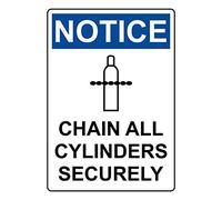 Notice Chain All Cylinders Securely Signs Warning Traffic Road Street Caution Sign Safety Sign Indoor Or Outdoor Signs For Home Office Work 8X12 Inches