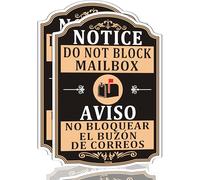 NOTICE DO NOT BLOCK MAILBOX Bilingual Sign,Courtyard decoration,Design For Home Office Business,14 x10 inches Metal Reflective Rust Aluminum UV Protected Waterproof Sturdy Easy Mounting,2 Pack