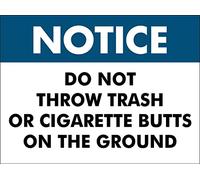 Notice Do Not Throw Trash Or Cigarette Butts On The Ground Warning Sign Wall Sign Metal Sticker Wall Art Decor For Outdoor Indoor 20X30cm