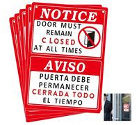 Notice "Door Must Remain Closed at All Times" Labels Bilingual Labels 5 PcsKeep Door Closed Stickers 5x7 inch Please Make Sure This Doors Stays Locked Decals Retail Store Safety Sign Doors Notice