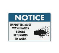 Notice Employees Must Wash Hands Before Returning To Work Sign Metal Signs 12X8 Inch Rust Free Aluminum,Uv Ink Printing,Durable/Weatherproof Outdoor For Home