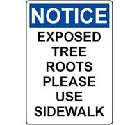 Notice Exposed Tree Roots Please Use Sidewalk Metal Sign Aluminum Warning Tin Signs For Outdoor Business Yard Lawn Home Decor 8x12 Inch
