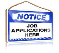 Notice Job Applications Here Wood Sign Plaque, Bathroom Decorating Ideas