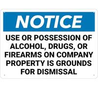Notice No Alcohol Drugs Firearms Sign 12”X8” Metal Signs Aluminum Sign Pre-Drilled Holes For Easy Mounting Indoor Or Outdoor Use For Fence Door Or Gate