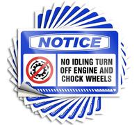 Notice No Idling Turn Off Engine and Chock Wheels Decal Bar Accessories Man Cave Self Adhesive | Western Hard Vinyl Sticker Pack for Inside(8X12CM)