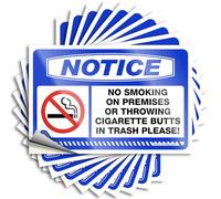 Notice No Smoking On Premises Or Throwing Cigarette Butts in Trash Please! Accent Lettering Sticker | Mens Bedroom Decor Waterproof Vinyl Garage Interesting Removable Decal Peel(6X9CM)