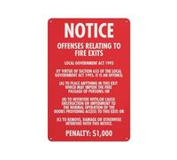 Notice Offences Relating To Fire Exits Reflective Aluminum Safety Sign, 12 X 8 In