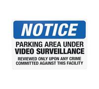 Notice Parking Area Under Video Surveillance Reviewed Only Upon Any Crime Metal Signs, Cautions Security Tin Sign, Safety Warning Signs, Street Business Wall Decor 12 X 8 Inch