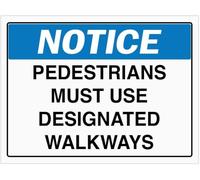 Notice Pedestrians Must Use Designated Walkways Metal Tin Sign Aluminum Warning Signs For Indoor & Outdoor Yard Lawn Sign Home Decor 8x12 inch