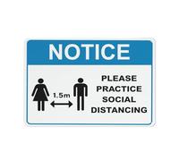 Notice Please Practice Social Distancing Blue Sign Warning Sticker-Security Sign Outdoor Sign 12 X 8 Inches