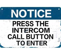 Notice Press The Intercom Call Button To Enter For Club Bar Pub Shop Decor Plaque Metal Sign Plaque Poster 8X12 Inch