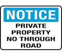 Notice Private Property No Through Road 12”X8” Metal Signs Aluminum Sign Pre-Drilled Holes For Easy Mounting Indoor Or Outdoor Use For Fence Door Or Gate