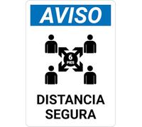 Notice: Safe Distance Spanish with Icon v2 Portrait - Wall Sign Spanish Signs 8x12 Inch Metal Sign Danger Warning Man Cave Yard Indoor Or Outdoor