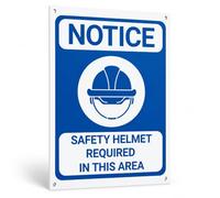 Notice Safety Helmet Required Sign No. 711, A4 - Holes | Indoor Outdoor Use Fade Resistant Rust Free Easy Clean Lightweight Flexible Multiple Sizes Pre-Drilled Holes