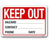 Notice Safety Signs, Sign, Write - On Information "Keep Out" Metal Aluminum 8"x12"