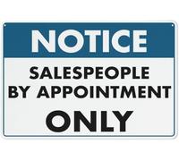 Notice Salespeople by Appointment Only Metal Sign Aluminum Warning Tin Signs For Outdoor Business Yard Lawn Farmhouse Garden Patio Wall Decor 8x12 Inch