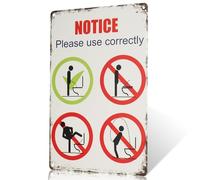 Notice Sign for Proper Restroom Usage, Metal Tin Sign, 12 x 8 inches