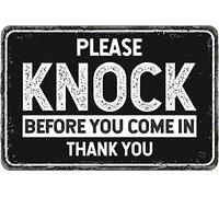 Notice Sign - Please Knock Before Entering | Metal Sign | Protect Your Business, Construction Site, Warehouse & Shop Area