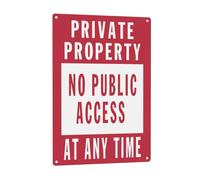 Notice Sign - Private Property No Public Access At Any Time,Protect Your Business, Work Site, Warehouse & Shop Area,Weatherproof,Non-Fading,Easy to Install for Home Office,Yard,Garden,12" x 8"Metal