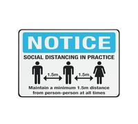 Notice Social Distancing In Practice Warning Sticker-Security Sign Outdoor Sign 12 X 8 Inches