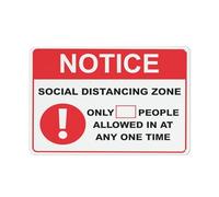 Notice Social Distancing Zone Limited People At One Time Red Sign 12 X 8 Inches Reflective Aluminum Metal Warning Signage With Symbol For Indoor Outdoor Use
