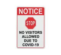 Notice Stop No Visitors Allowed Due To Covid-19 Red Sign 12 X 8 Inches Aluminum Sign Reflective - Uv Protected, Waterproof, Weatherproof And Fade Resistant - 4Pre-Drilled Holes