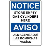 Notice Store Empty Gas Cylinders Here Warning Metal Sign Tin Signs Aluminum for Outdoors Use Yard Farm Fence Home Wall Decor 8x12 inch
