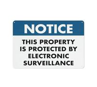 Notice This Property Is Protected By Electronic Surveillance Sign,12x8in Aluminum Security Notice Sign for Home Business Driveway