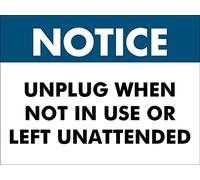 Notice Unplug When Not In Use Or Left Unattended Warning Sign Metal Decor Wall Sticker Bathroom Decor Poster For Indoor Outdoor 20X30cm