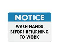 Notice Wash Hands Before Returning To Work Sign Safe Sign, Signs Outdoor, 12 X 8 In, Sign For Home, Business, Driveway Alert