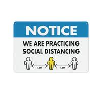 Notice We Are Practicing Social Distancing Blue Sign Safe Sign, Signs Outdoor, 12 X 8 In, Sign For Home, Business, Driveway Alert
