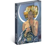 NOTIQUE 2026 Appointment Planner - Mini Pocket Planner approx. A6 with Magnetic Closure, Compact Weekly Planner 11x16cm, Hardcover Book Calendar with Monthly Overview (Alfons Mucha)