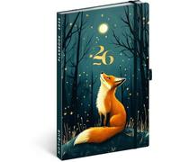 NOTIQUE 2026 Diary Approx. A5-2-in-1 Calendar & Notebook, Hardcover Weekly Planner with Elastic Closure, 144 Pages Appointment Calendar, Book Calendar, Planbook (Fox)