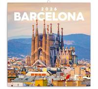 NOTIQUE Barcelona Wall Calendar 2026 Calendar, Brochure Calendar with Monthly Calendar, Brochure Calendar Scented Calendar 30 x 30 cm (30 x 60 Open)
