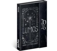 NOTIQUE Diary 2026 - Mini Pocket Planner Approx. A6 with Magnetic Closure, Compact Weekly Calendar 11 x 16 cm, Hardcover Book Calendar with Monthly Overview (Harry Potter - Lumos)