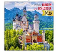 NOTIQUE Wall Calendar 2025 - German Castles, Brochure With Monthly Pages, Natural Theme, 30 x 30 cm (30 x 60 Open)