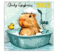 NOTIQUE Wall Calendar 2026 Cheeky Capybaras Calendar, Brochure Calendar with Monthly Calendar, Brochure Calendar 30 x 30 cm (30 x 60 Open)