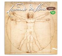 NOTIQUE Wall Calendar 2026 Leonardo da Vinci Calendar, Plastic-Free Brochure Calendar with Monthly Calendar, Brochure Calendar 30 x 30 cm (30 x 60 Open)