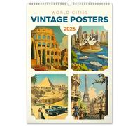 NOTIQUE Wall Calendar 2026 Vintage Posters - World Cities - City Photos - Architecture & Landmarks - Metropolis Photo Calendar 13x18 inches