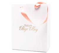 notjustballoons Thank You For Being our Page Boy Gift Bag Wedding Gift Bag 10 X 8 X 4 Inch (White/Rosegold)