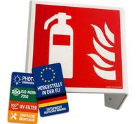 notlok Safety Work - 3D Fire Extinguisher Sign [ 15 x 15 cm ] | Photoluminescent, Two-sided Nose Sign, Angle Sign | Fire Signs, Fire Action Signs, Fire Signage, Fire Evacuation Sign, Fire Stickers