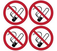 notlok Safety Work - 4x No Smoking Sign [Ø 20 cm] | Self Adhesive Sticker | No Smoking Signs for Premises, Vehicles & Outdoor Areas