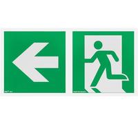 notlok Safety Work - Fire Exit Sign [15 x 30 cm] | Self Adhesive Photoluminescent PVC | Fire Action Notice Sign