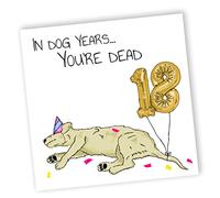 NotNiceThings Dog Years 18th Birthday Card, Funny 18th Birthday Gift for Him, Dog Card, Boys 18th Birthday Card Son, For Her, Daughter 18th Gift, 18