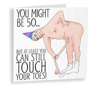 NotNiceThings Funny 50th Birthday Card for Him | Hilarious 'Touch Your Toes' Gag Gift for Dad, Husband, Brother - Perfect Milestone Celebration
