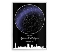 NotNiceThings Personalised Star Map Print - Custom Night Sky Poster with Date & Location, Unique Anniversary, Wedding, Valentine’s Day, Baby & New Home Gift, Custom Wall Art