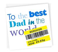 NotNiceThings Reduced Sticker Card for Dad, Father's Day Card, Funny Gift, Birthday, Cheap, Reduced Price, Yellow Sticker, Rude, Cheeky