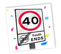 NotNiceThings Speed Limit 40th Birthday Card, Funny Driving 40th Birthday Card, Car Birthday Card, 40th Card for Husband, Wife, Him, Her, 40th Gift