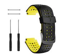 NotoCity Compatible with Foerunner 235 Strap Sport Silicone Watch Strap for Forerunner 230/220/ 235/620/630/735XT Smartwatch(black-yellow)